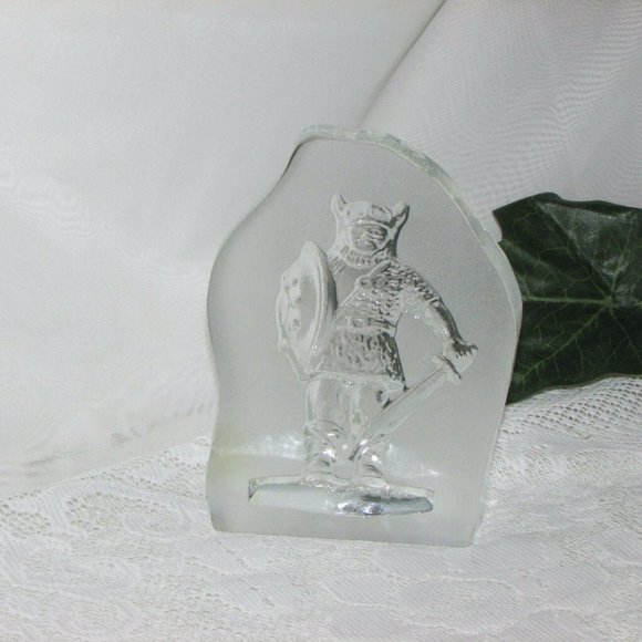 Bergdala Sweden Art Glass Viking Warrior Paperweight Vintage Home Decor - Picture 3 of 9